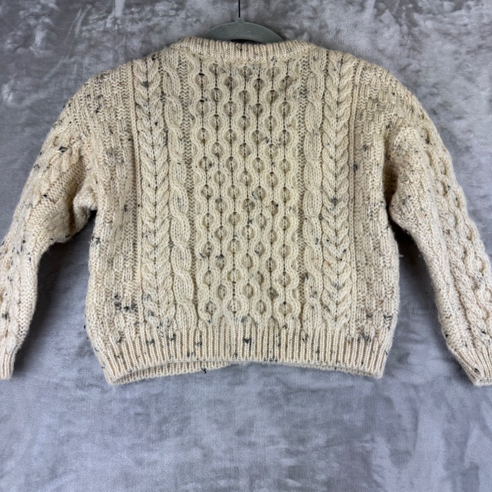 Tivoli Aran Cardigan Kids 3/4 Cream‎ Wool Cable Knit Sweater (1435) - Picture 6 of 9